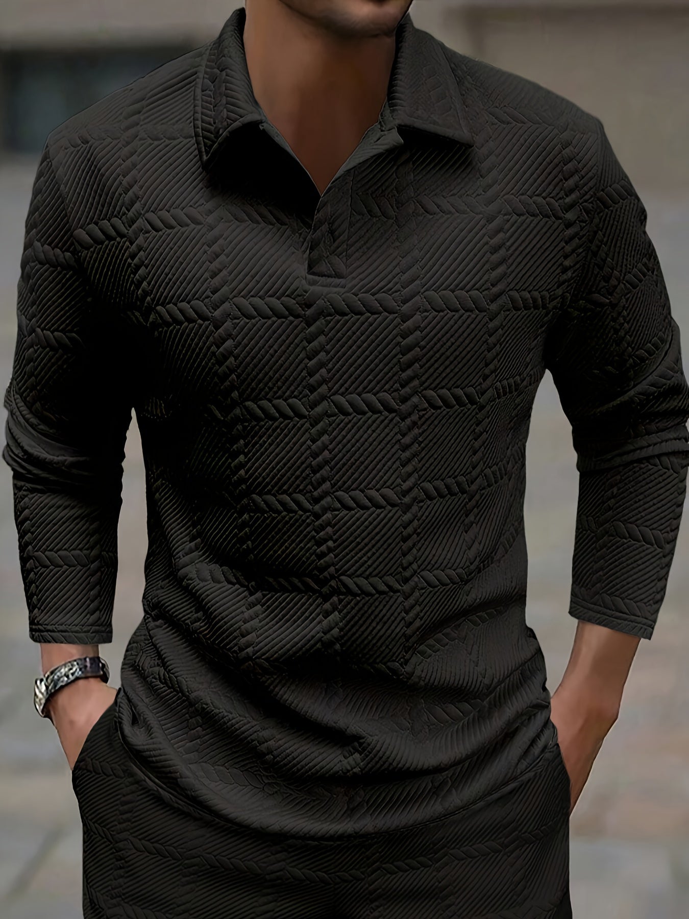 Stylish Knitted Jacquard Polo Shirts for Men - Casual T-Shirts for Spring and Autumn