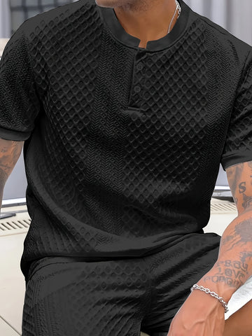 Men's Stylish Henley Polo Shirt - Breathable, Warm, High-End Solid Color for Business, Golf, Outdoor Sports & Casual Wear