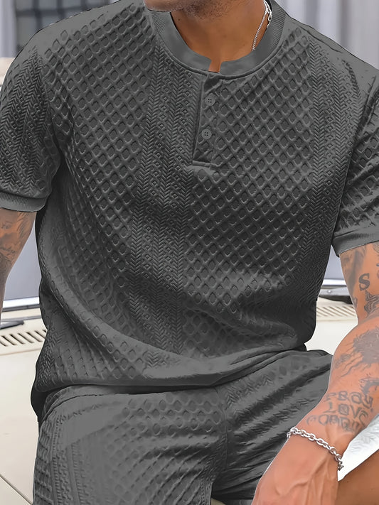 Men's Stylish Henley Polo Shirt - Breathable, Warm, High-End Solid Color for Business, Golf, Outdoor Sports & Casual Wear