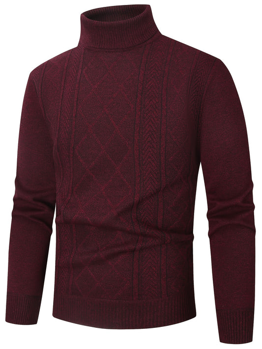 Jacquard Thickened Double-Collar Knitted Sweater