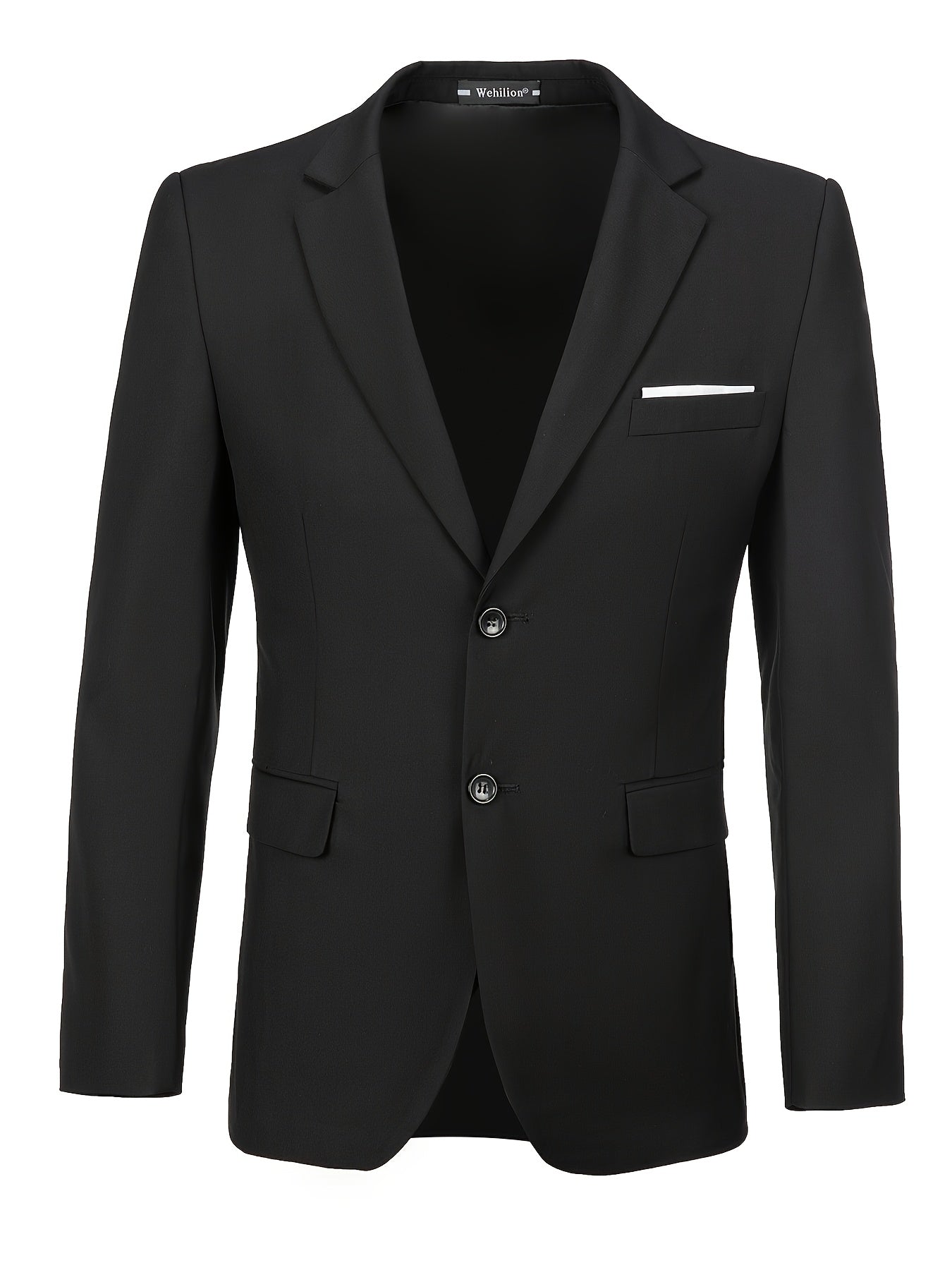 Men'S Slim-Fit Casual Blazer - Two-Button Single-Breasted Solid Color Jacket with Notched Lapel, Long Sleeves & Chest Pocket for Weekend & Office Wear, Office Wear Blazer, Modern Business Style, Structured Design