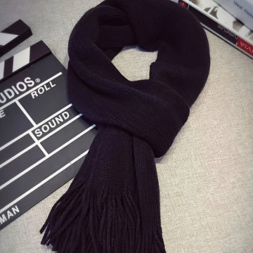 1pc Soft Acrylic Knit Fabric Classic Style Men's Winter Scarf, Warm Casual