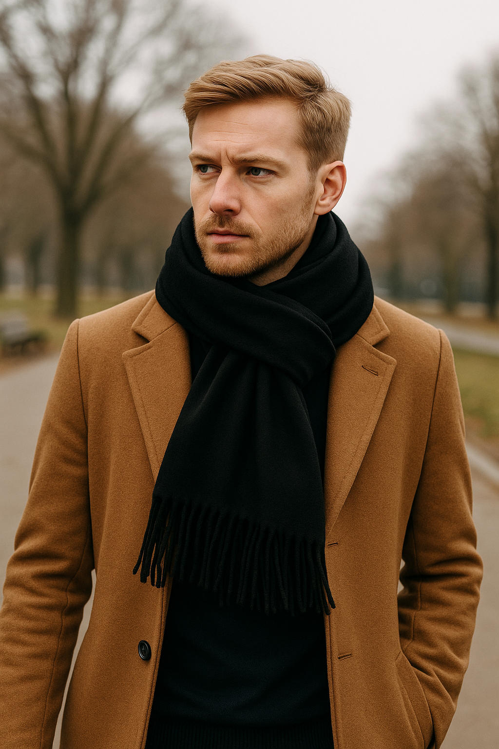 Lavoir Exclusive – Men’s Winter Cashmere Scarf with Tassels