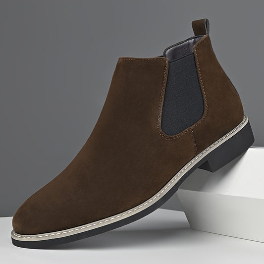 Men's Vintage Solid Color Slip On Chelsea Boots, Non-slip Wear-resistant Boots For Spring And Autumn
